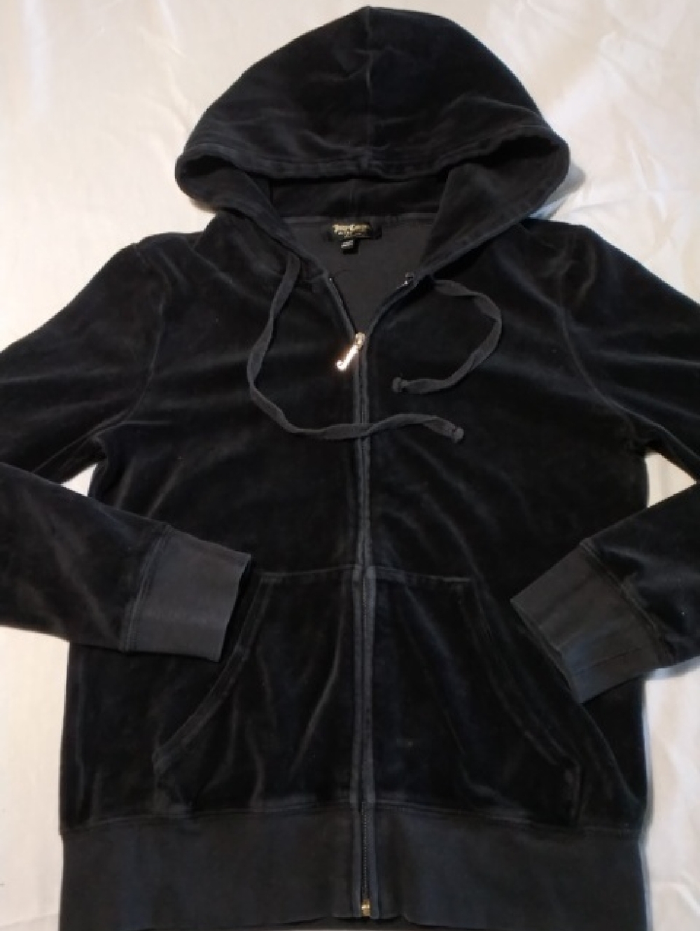Juicy Couture Black Velour Women's Zip-Up Hoodie , S , $24
